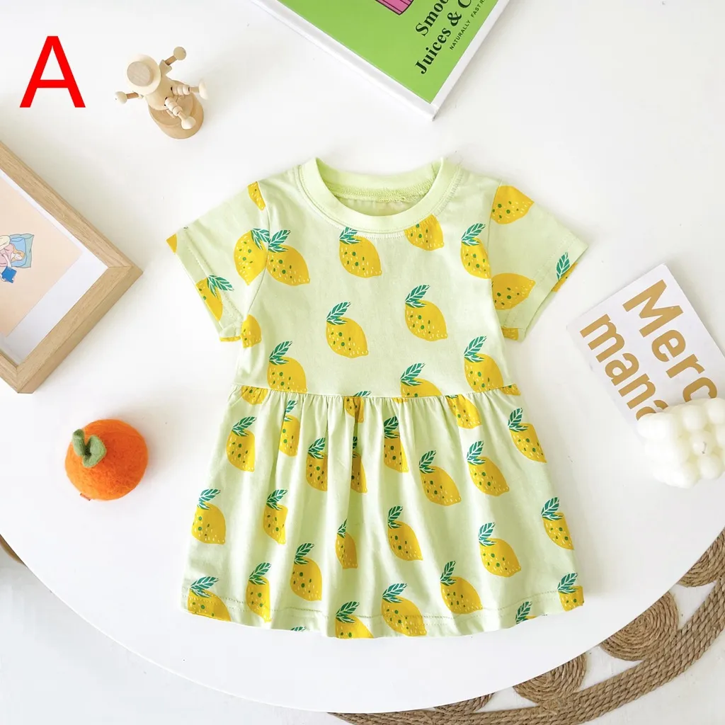 Ảnh Đầm mùa hè SANLUTOZ tay ngắn họa tiết xinh xắn thời trang bé gái 2