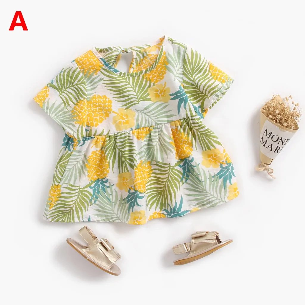 Ảnh Đầm SANLUTOZ bằng cotton họa tiết dứa cho bé gái 2