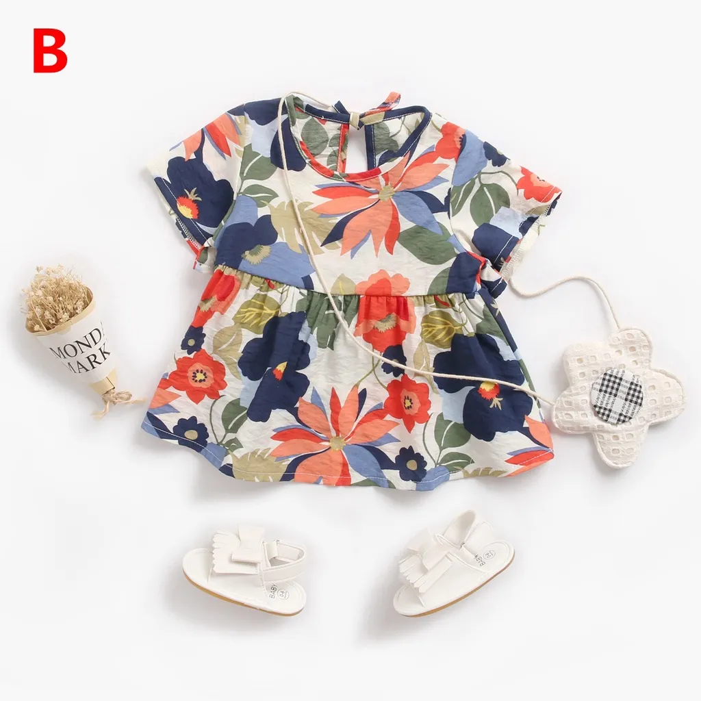 Ảnh Đầm SANLUTOZ bằng cotton họa tiết dứa cho bé gái 3