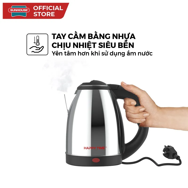 Ảnh Ấm siêu tốc 1.5L SUNHOUSE Happy Time HTD1055 - Tự ngắt khi nước sôi, cạn nước - Tay cầm chống nóng, thân inox không gỉ 3