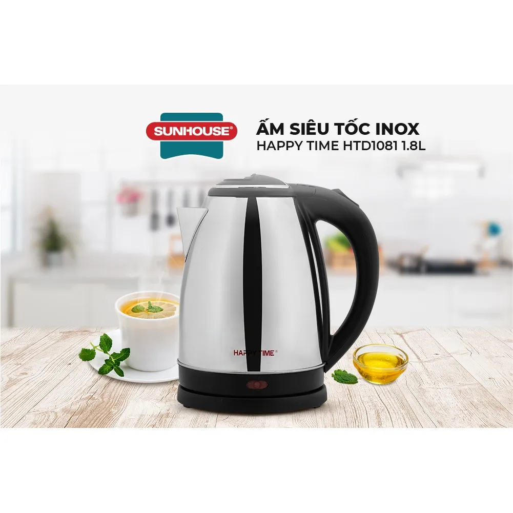Ảnh Ấm siêu tốc Inox 1.8L SUNHOUSE Happy Time HTD1081 - Hàng chính hãng - Bảo hành 12 tháng 2