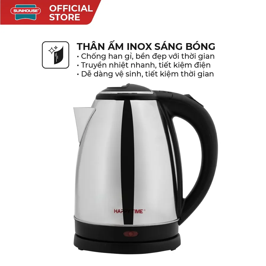 Ảnh Ấm siêu tốc Inox 1.8L SUNHOUSE Happy Time HTD1081 - Hàng chính hãng - Bảo hành 12 tháng 3