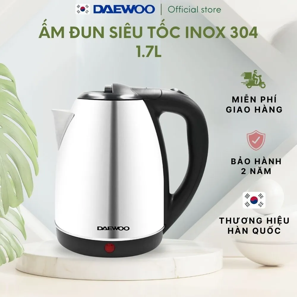 Ảnh Ấm siêu tốc inox 304 cao cấp đảm bảo an toàn 1.8L Daewoo DWK-S1805 đế xoay 360 độ  - Hàng chính hãng BH 2 năm 1