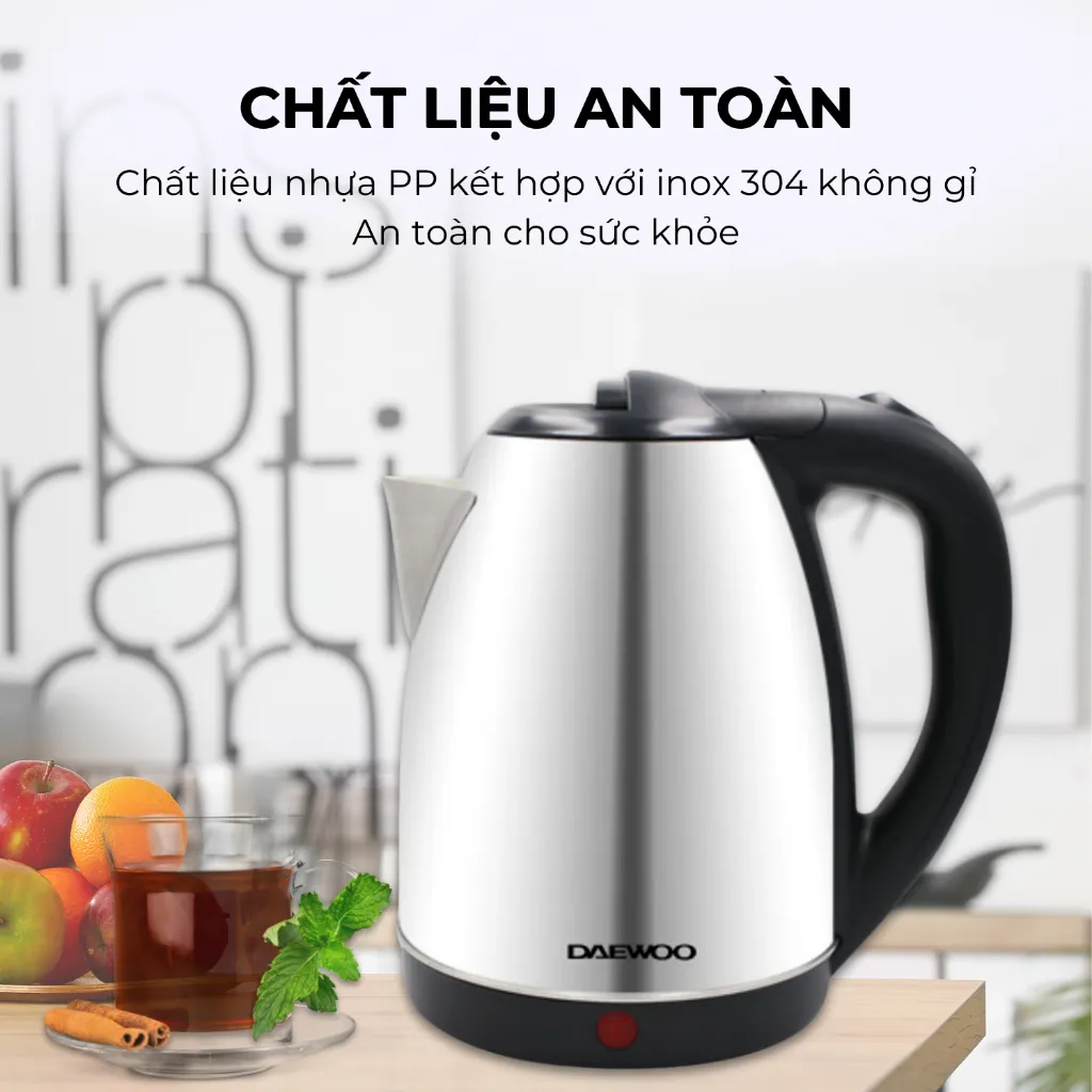 Ảnh Ấm siêu tốc inox 304 cao cấp đảm bảo an toàn 1.8L Daewoo DWK-S1805 đế xoay 360 độ  - Hàng chính hãng BH 2 năm 3
