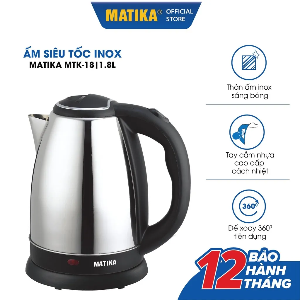 Ảnh Ấm Siêu Tốc MATIKA Inox 1.8L MTK18 2