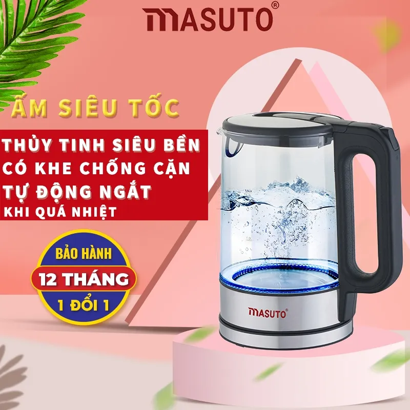 Ảnh Ấm siêu tốc thủy tinh Masuto MS-Citizen dung tích 1,8L có khe tách cặn, bảo hành 12 tháng 1