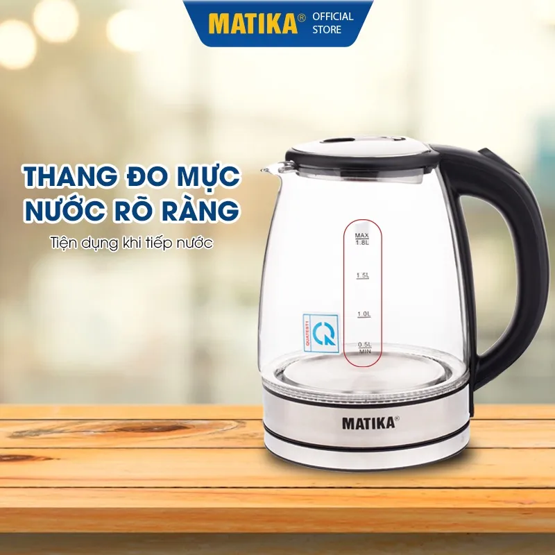 Ảnh Ấm Siêu Tốc Thủy Tinh MATIKA 1.8L Có Đèn Led MTK-35 4