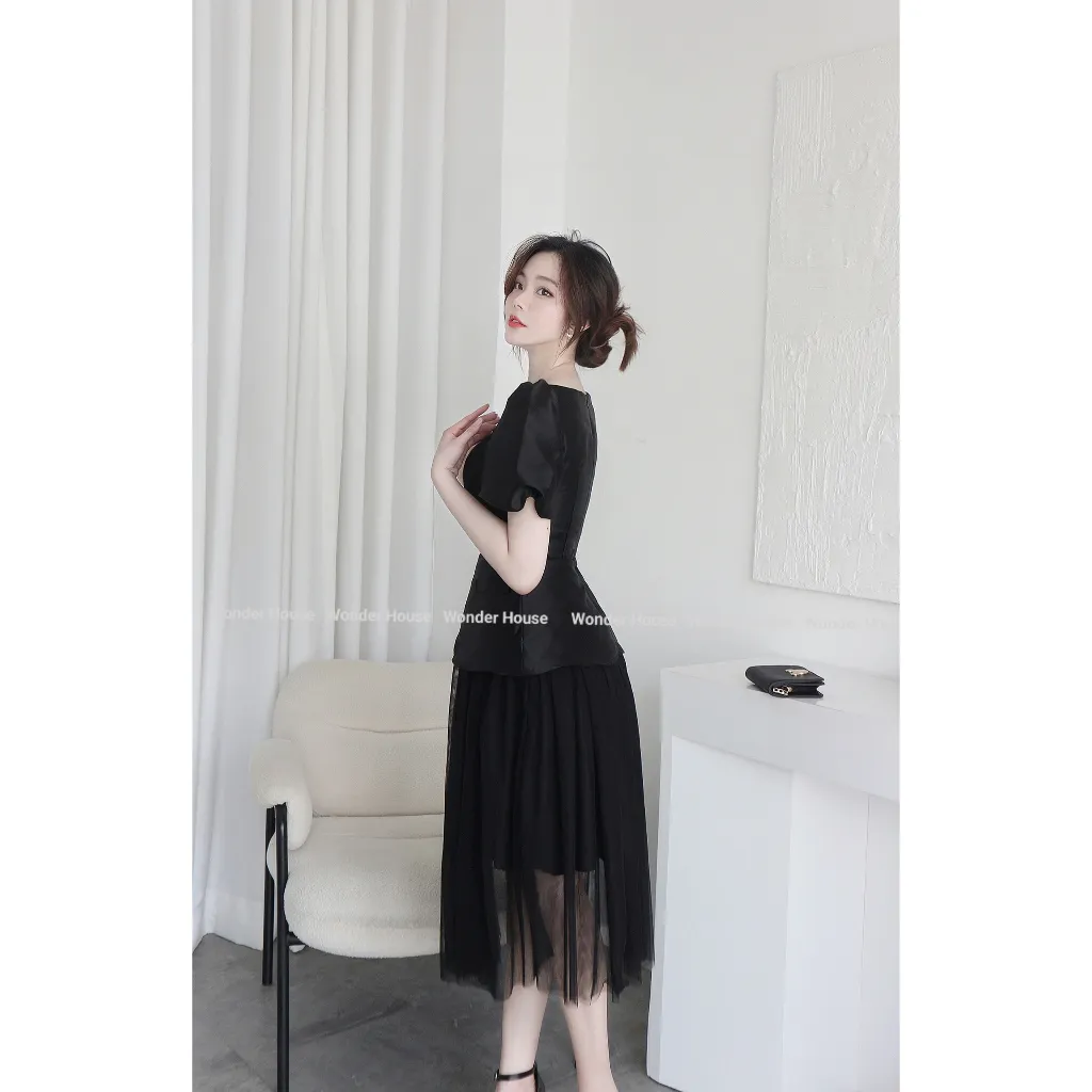 Ảnh Đầm thiết kế WonderHouse cổ vuông phối lưới dáng dài dự tiệc, dạo phố nữ tính - Tiara Dress 2