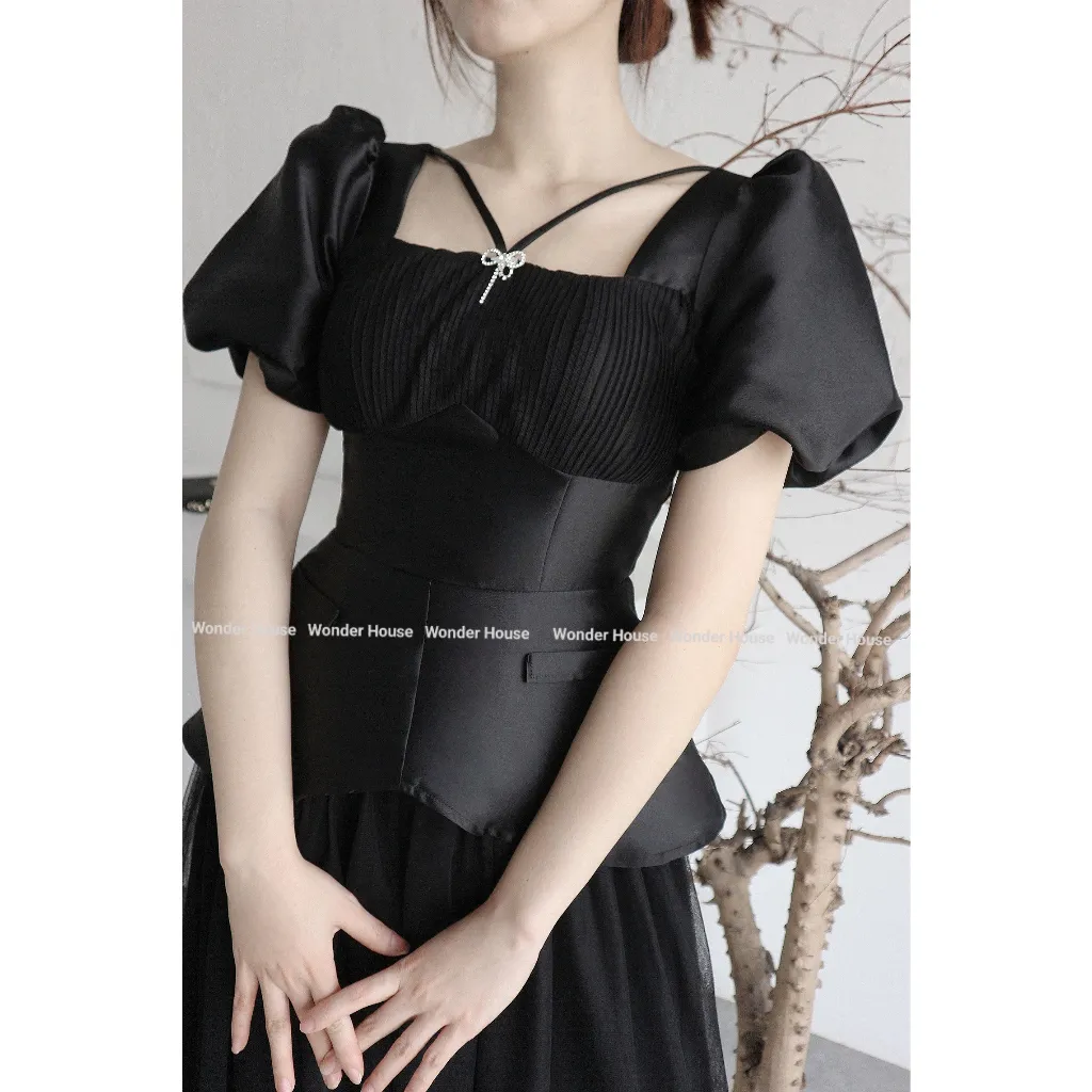 Ảnh Đầm thiết kế WonderHouse cổ vuông phối lưới dáng dài dự tiệc, dạo phố nữ tính - Tiara Dress 3