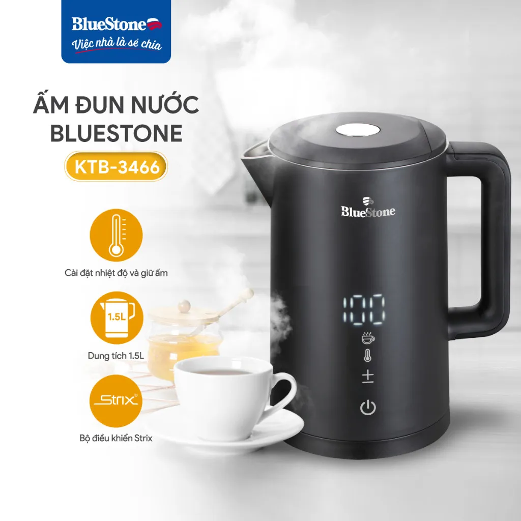 Ảnh Ấm Đun Nước 2 Lớp Cảm Ứng BlueStone KTB-3466 - 1,5 Lít - 2200W - Bộ điều khiển  Strix 1