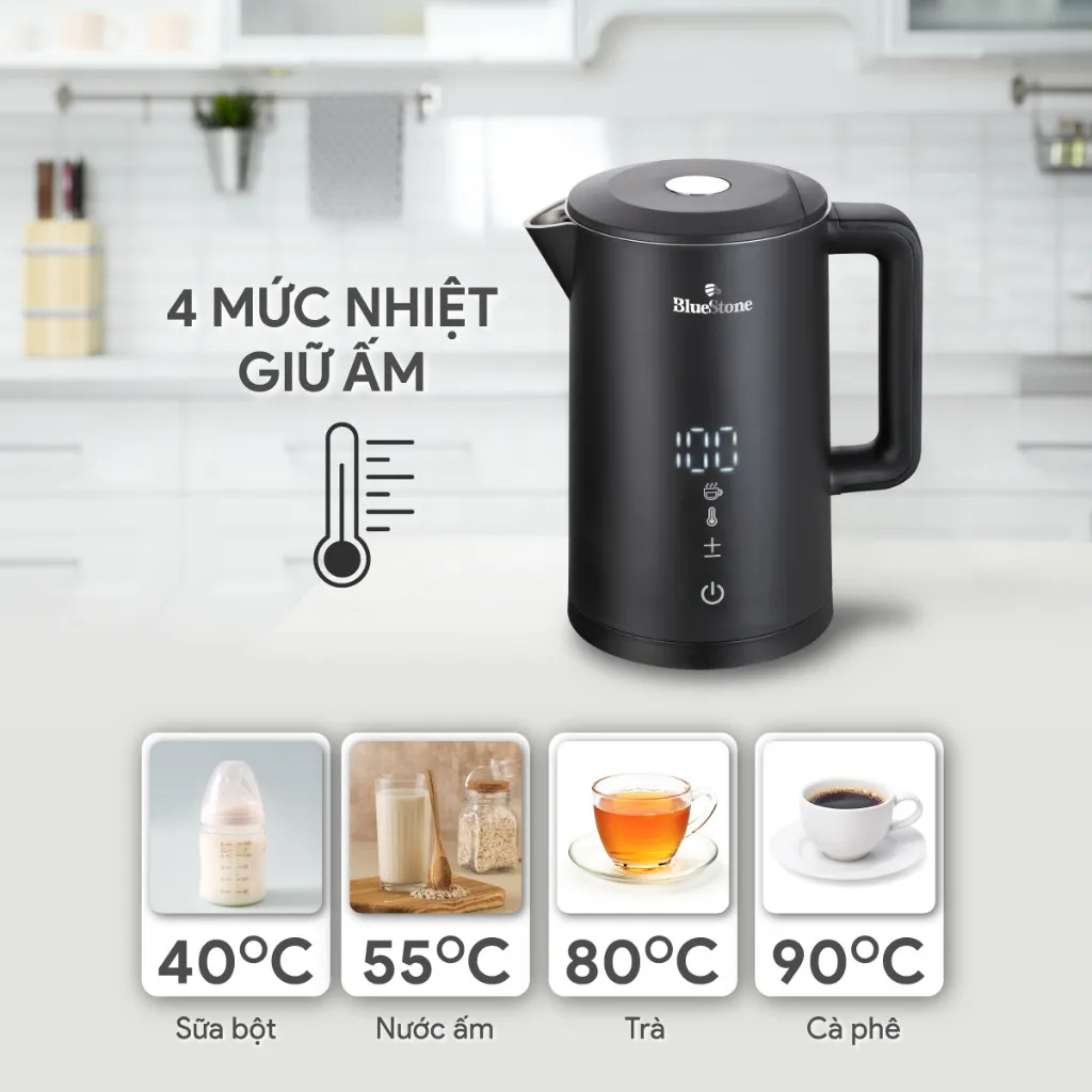 Ảnh Ấm Đun Nước 2 Lớp Cảm Ứng BlueStone KTB-3466 - 1,5 Lít - 2200W - Bộ điều khiển  Strix 2