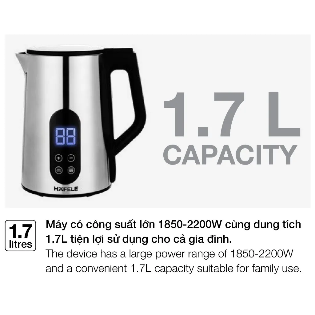 Ảnh Ấm Đun Nước Siêu Tốc Hafele HS-K1707DX - 535.44.170 - 1.7L 3