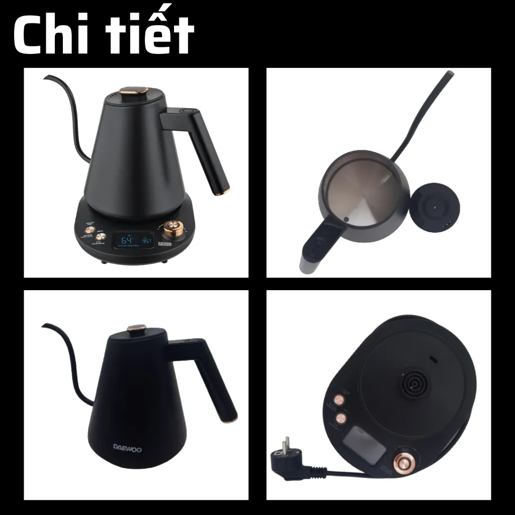 Ảnh Ấm đun siêu tốc cổ ngỗng Daewoo 13 mức nhiệt chính xác giữ ấm 2 tiếng 1L DWK-GN10LCD BH 2 năm 4