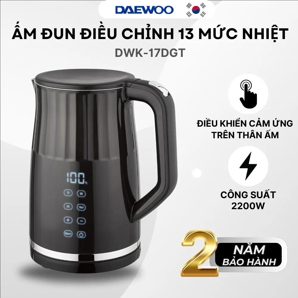 Ảnh Ấm đun siêu tốc Daewoo điều khiển cảm ứng 13 mức nhiệt chính xác 1.7L DWK-17DGT BH 2 năm 1
