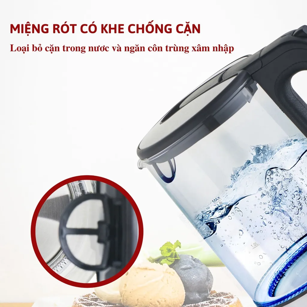 Ảnh Ấm đun siêu tốc Masuto MS-Citizen18 dung tích 1,8L có khe cách cặn bảo hành 12 tháng 4
