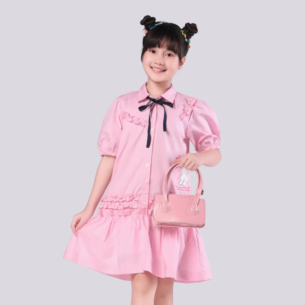 Ảnh Đầm váy sơ mi cho bé gái YF từ 18-55 KG, chất vải 100% cotton YDX054-4 1