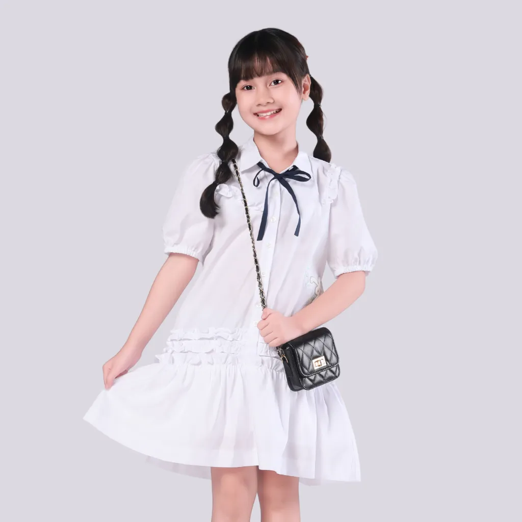 Ảnh Đầm váy sơ mi cho bé gái YF từ 18-55 KG, chất vải 100% cotton YDX054-4 2