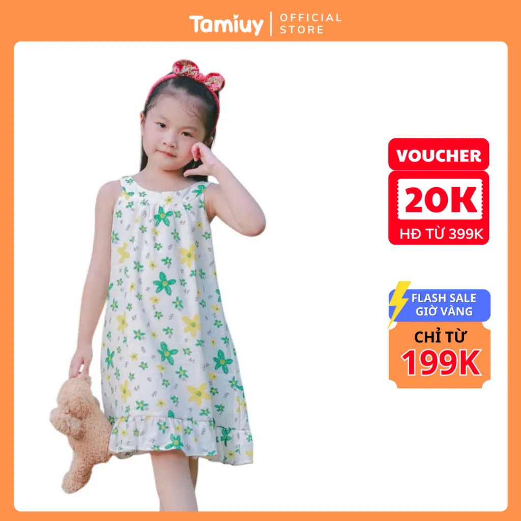 Ảnh Đầm Xoè  Cổ Yếm Hoa Nhí Tamiuy Cho Bé Gái 1-10 Tuổi 1