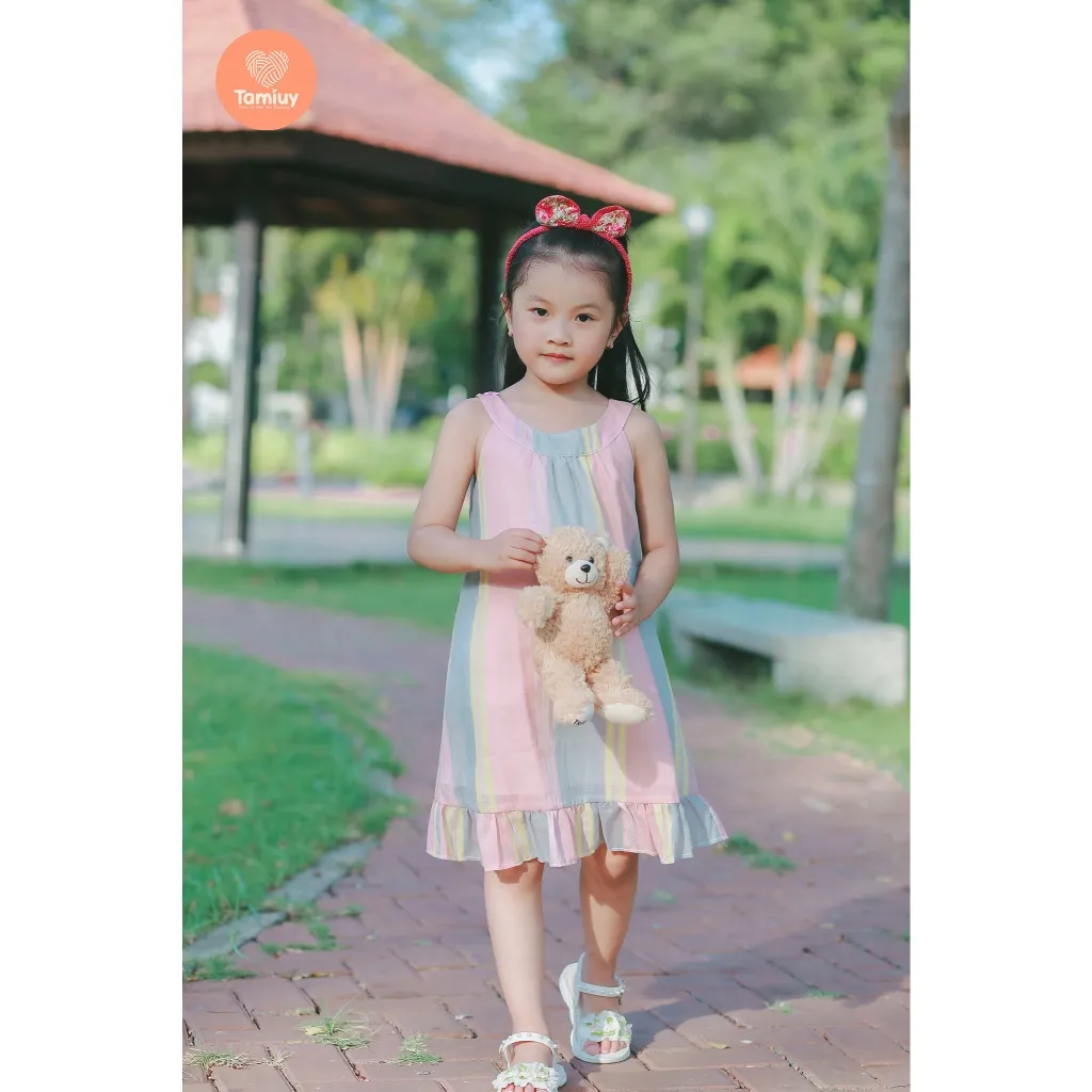 Ảnh Đầm Xoè  Cổ Yếm Hoa Nhí Tamiuy Cho Bé Gái 1-10 Tuổi 2