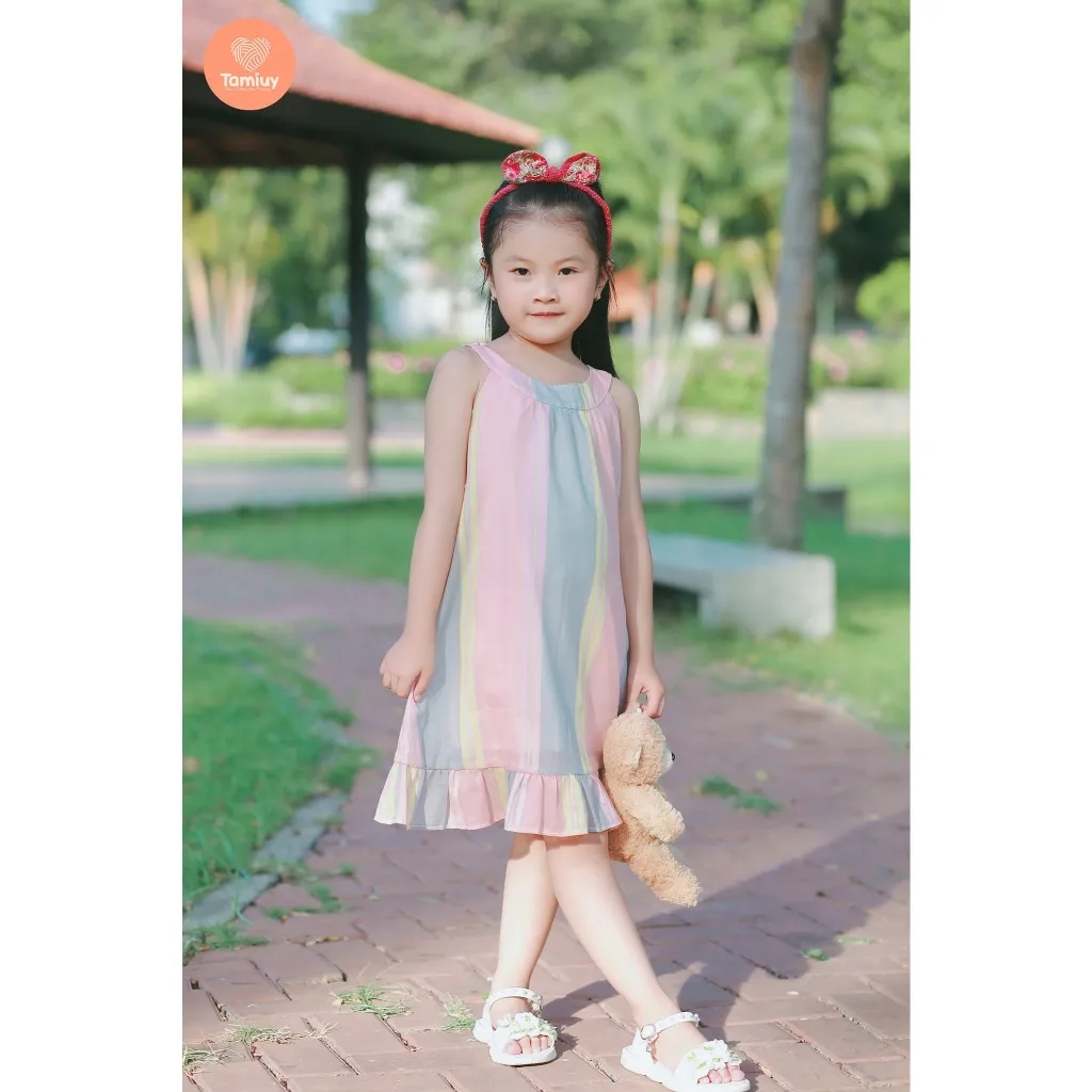 Ảnh Đầm Xoè  Cổ Yếm Hoa Nhí Tamiuy Cho Bé Gái 1-10 Tuổi 3