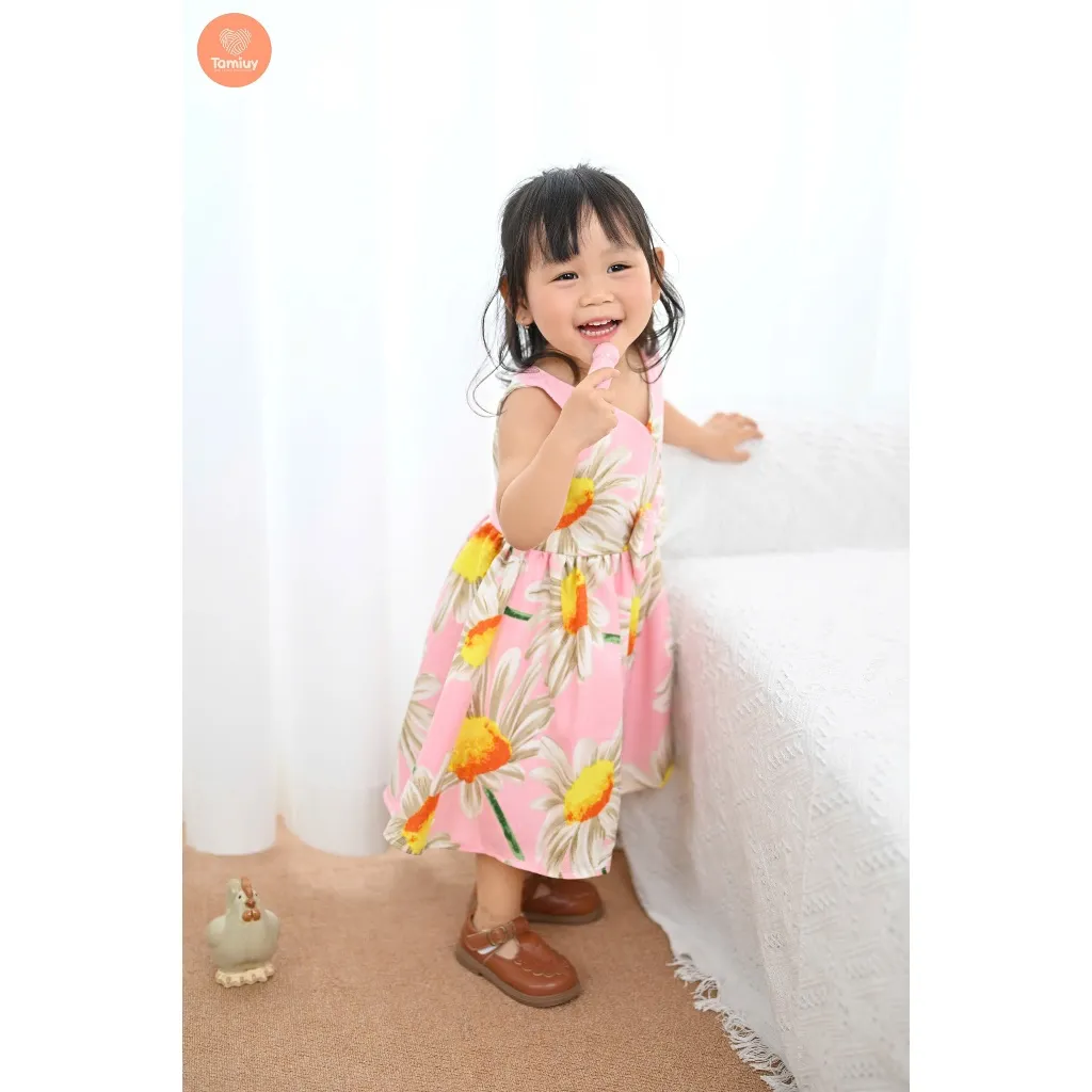 Ảnh Đầm Xòe Công Chúa Tamiuy Hoạ Tiết Hoa Hướng Dương Dành Cho Bé Gái (1-10T) 1