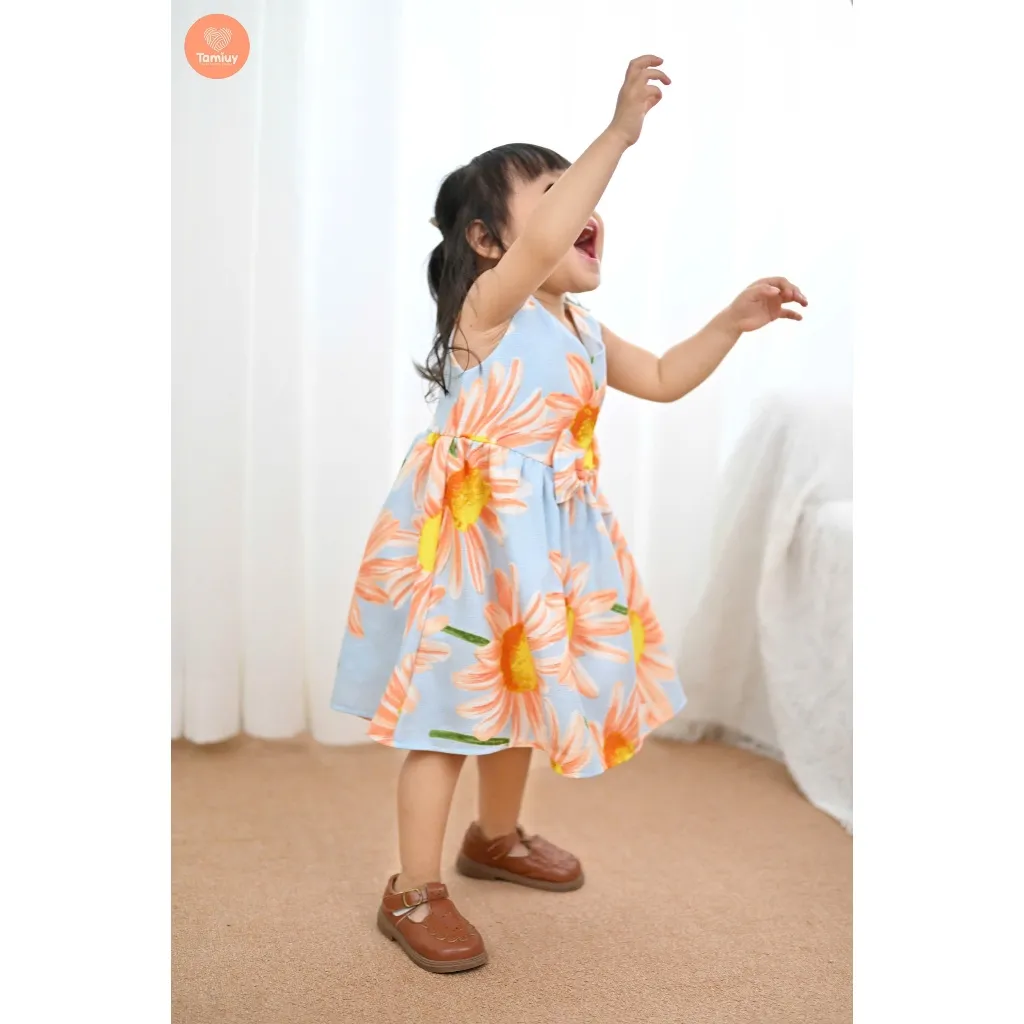 Ảnh Đầm Xòe Công Chúa Tamiuy Hoạ Tiết Hoa Hướng Dương Dành Cho Bé Gái (1-10T) 2