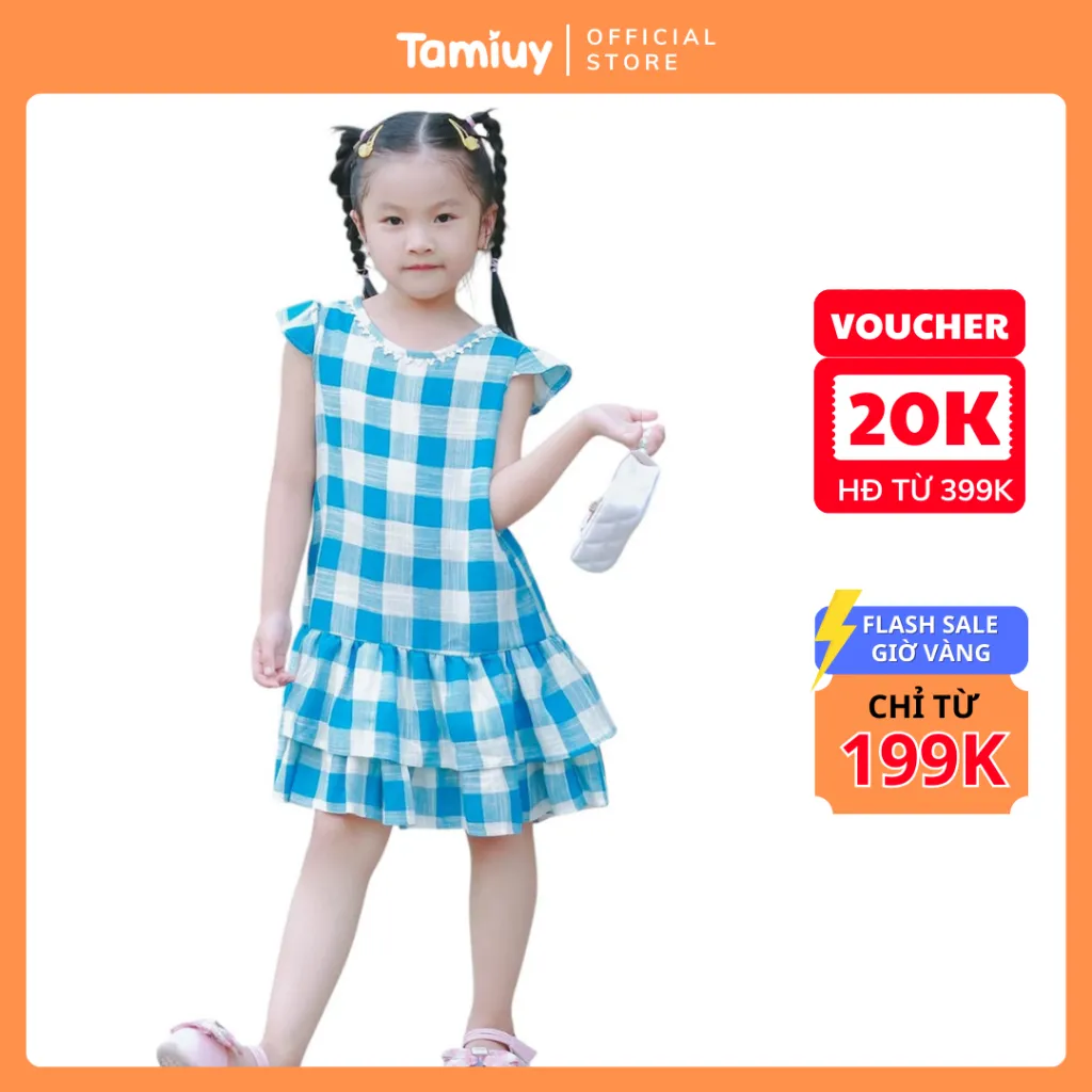 Ảnh Đầm Xòe Đuôi Cá Bé Gái Tamiuy, Thiết Kế 2 Tầng Điệu Đà (1-10 Tuổi) 2
