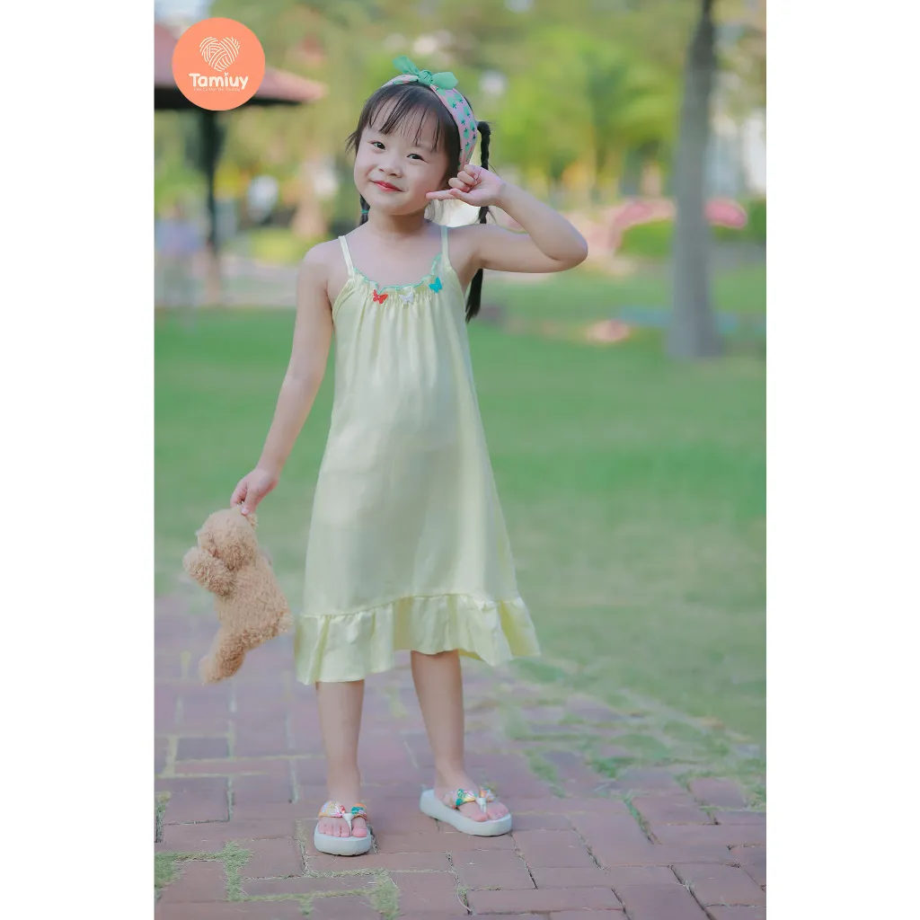 Ảnh Đầm Yếm 2 Dây Bé Gái Tamiuy Chất Cotton Mềm Mịn Cho Bé từ 10-38 kg 2