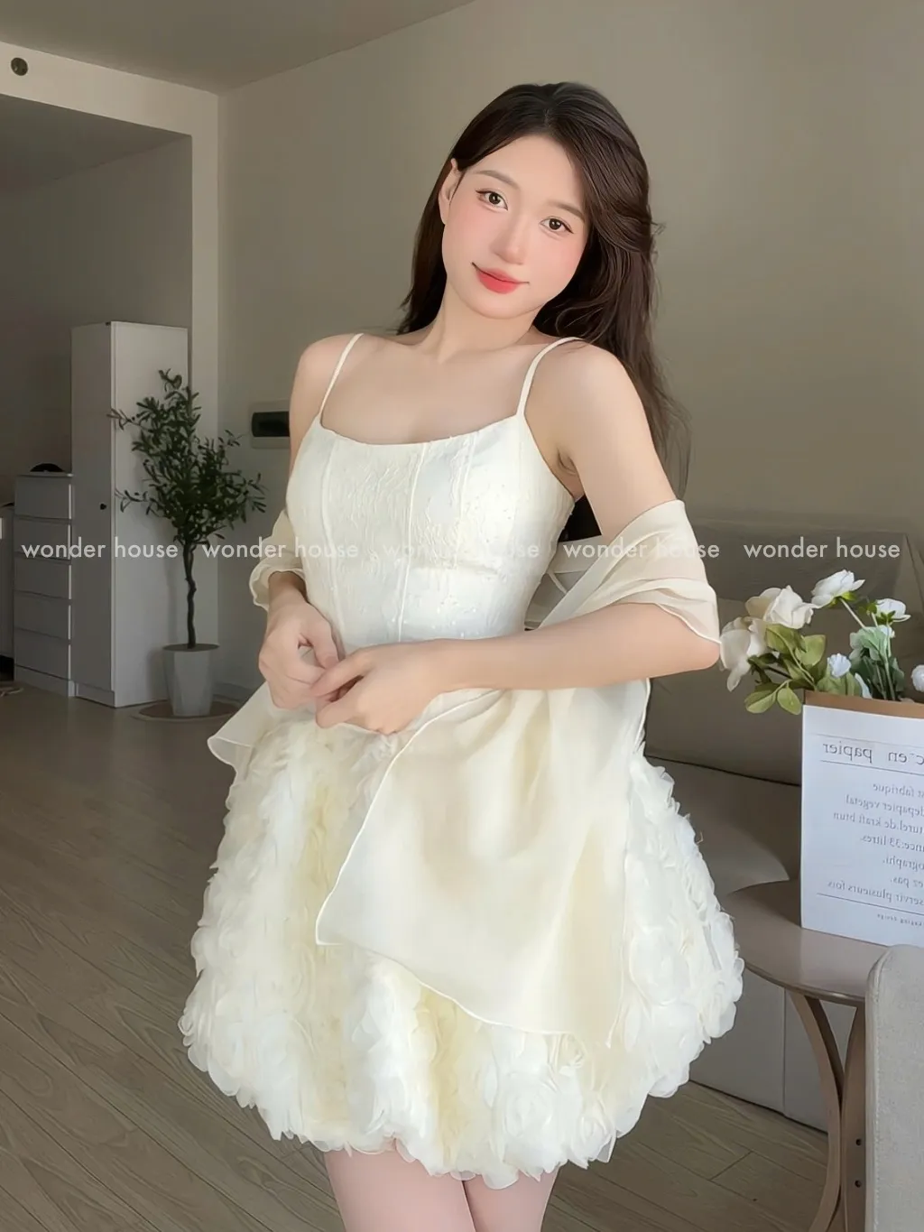 Ảnh Angie Dress Wonderhouse Đầm thiết kế dáng bí chất vải hoa ren họa tiết kim sa dự tiệc, dạo phố sang trọng nữ tính 2