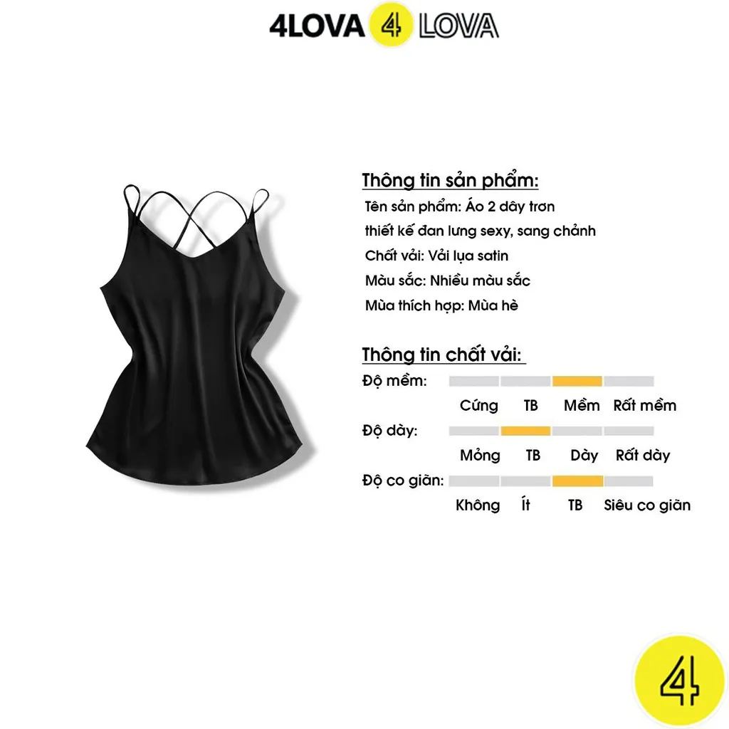 Ảnh Áo 2 dây nữ trơn vải lụa satin 4LOVA thiết kế đan lưng sexy, sang chảnh 3