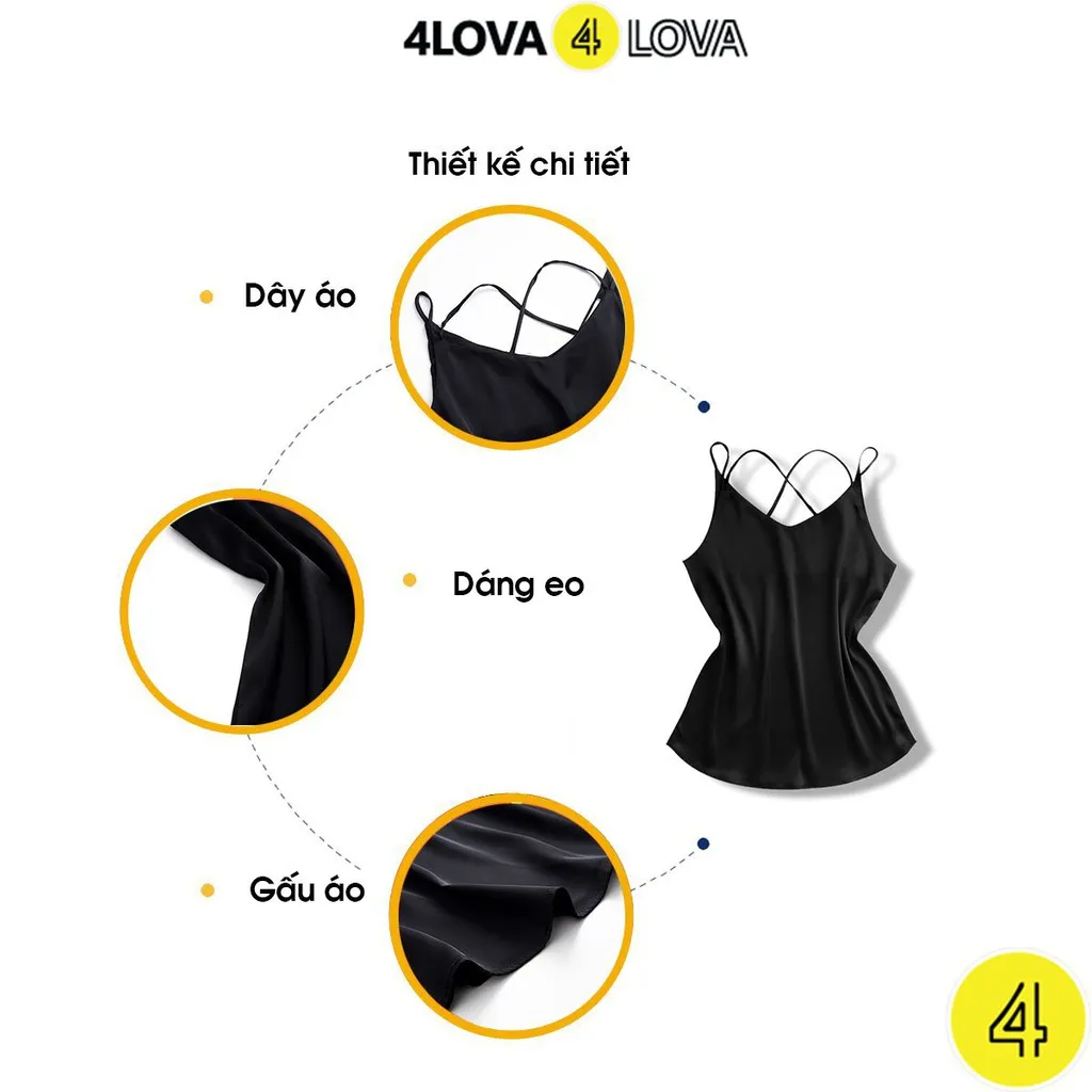Ảnh Áo 2 dây nữ trơn vải lụa satin 4LOVA thiết kế đan lưng sexy, sang chảnh 4