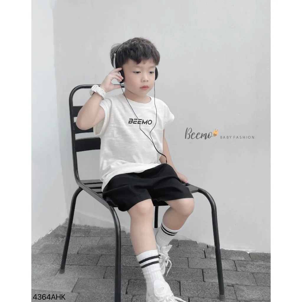 Ảnh Áo 3 lỗ Beemo chữ nổi trước ngực vải cotton thoáng mát mặc mùa hè, đi học, đi chơi cho bé trai từ 9-24kg 4364AHK 2