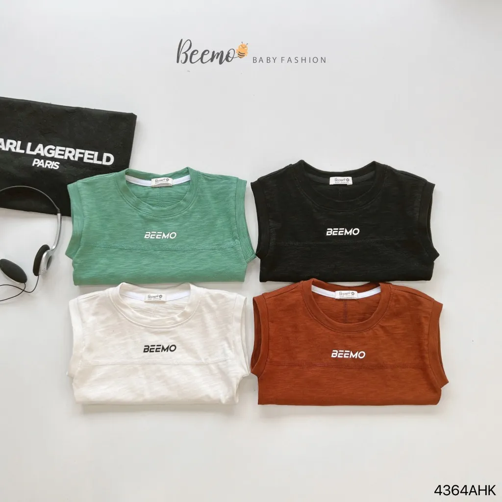 Ảnh Áo 3 lỗ Beemo chữ nổi trước ngực vải cotton thoáng mát mặc mùa hè, đi học, đi chơi cho bé trai từ 9-24kg 4364AHK 4