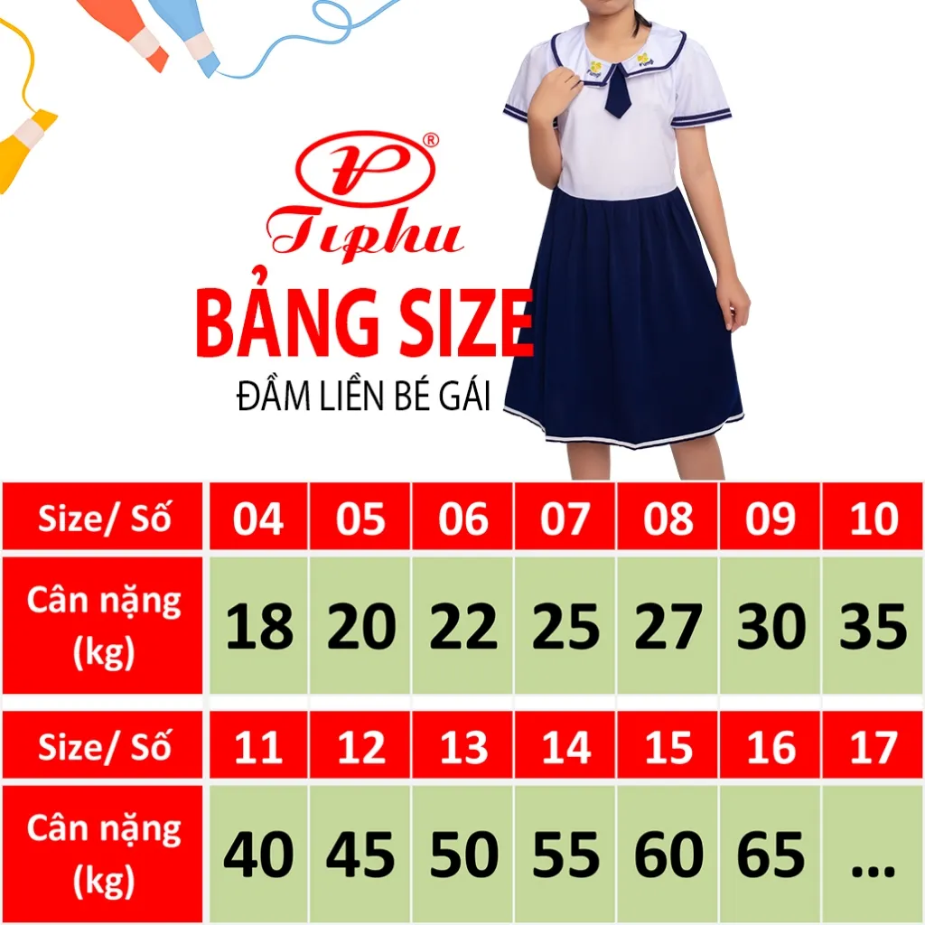 Ảnh Áo đầm bé gái tiểu học, cổ viền phối xanh lính thuỷ cute, tùng váy xéo và xếp ly, bigsize tới 65kg 2
