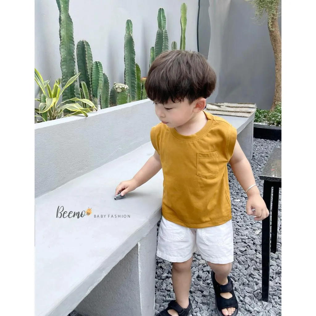 Ảnh Áo ba lỗ 6 màu cho bé Beemo,Chất liệu cotton co giãn 4 chiều mềm mịn, thấm mồ hôi,Thiết kế basic phối túi ngực b270 2