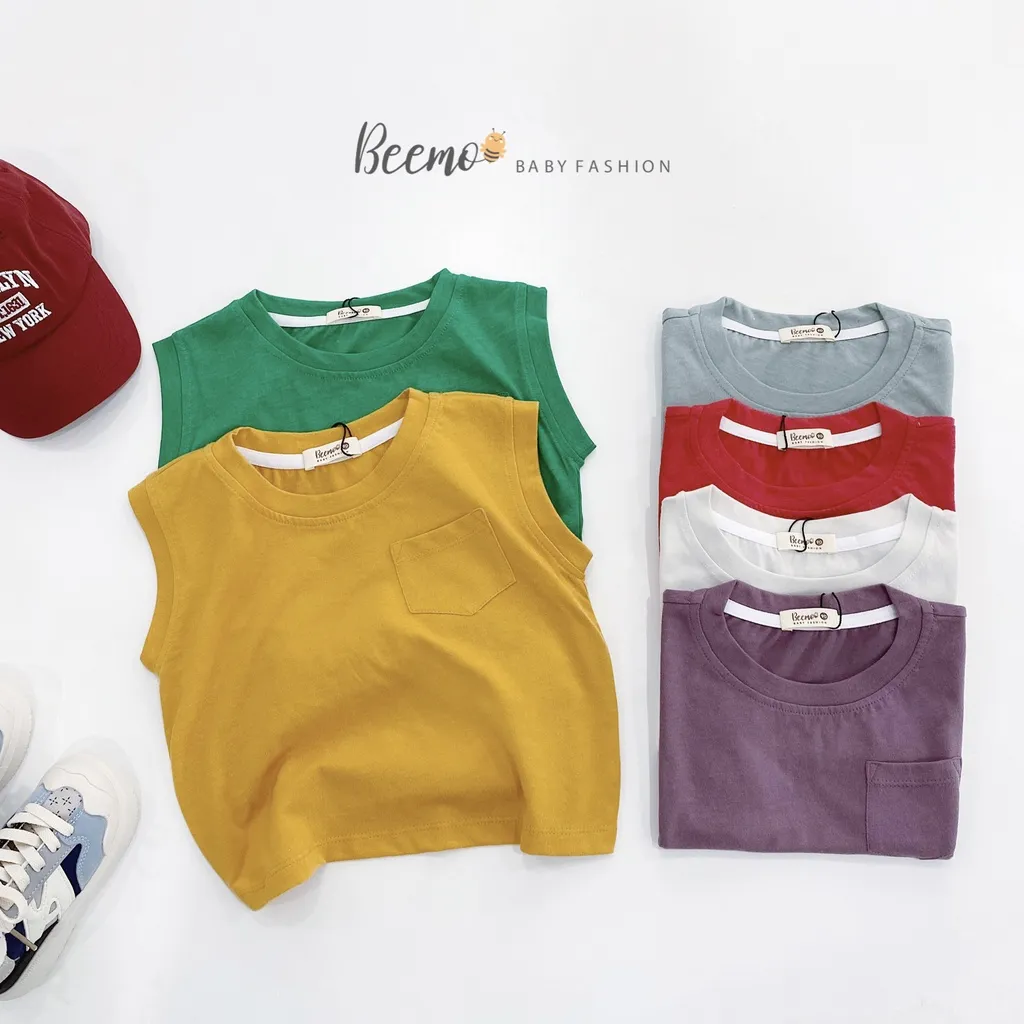 Ảnh Áo ba lỗ 6 màu cho bé Beemo,Chất liệu cotton co giãn 4 chiều mềm mịn, thấm mồ hôi,Thiết kế basic phối túi ngực B270 1
