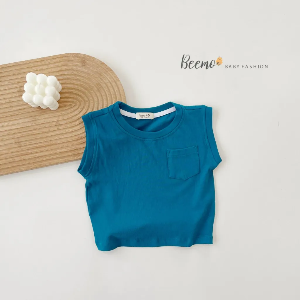 Ảnh Áo ba lỗ 6 màu cho bé Beemo,Chất liệu cotton co giãn 4 chiều mềm mịn, thấm mồ hôi,Thiết kế basic phối túi ngực B270 3