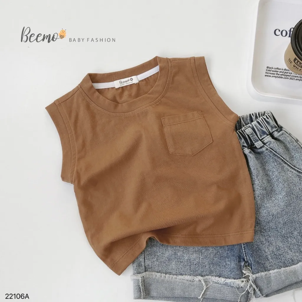 Ảnh Áo ba lỗ 6 màu cho bé Beemo,Chất liệu cotton co giãn 4 chiều mềm mịn, thấm mồ hôi,Thiết kế basic phối túi ngực B270 4