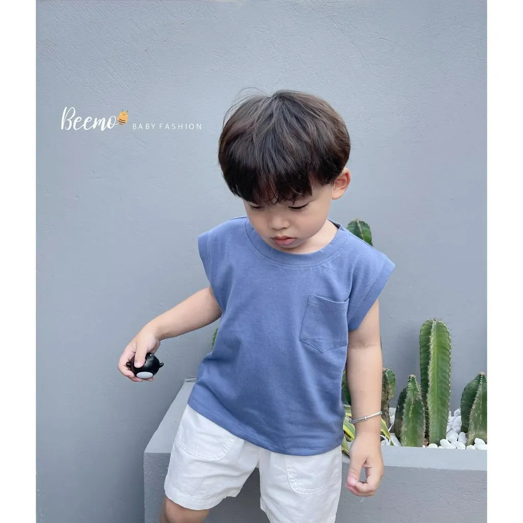 Ảnh Áo ba lỗ 6 màu cho bé Beemo,Chất liệu cotton co giãn 4 chiều mềm mịn, thấm mồ hôi,Thiết kế basic phối túi ngực b270 4