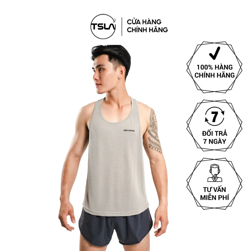 Ảnh Áo ba lỗ nam Devops form rộng vải lưới nhanh khô thoáng mặc tập gym work out yoga TSLA DEH1004 1