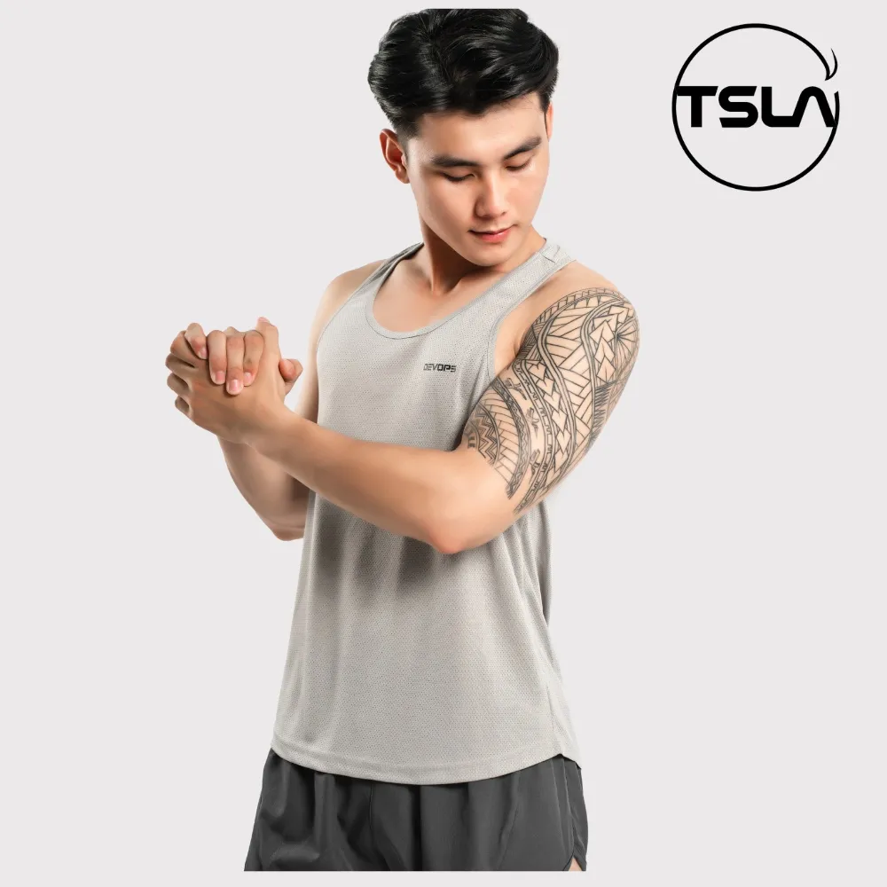 Ảnh Áo ba lỗ nam Devops form rộng vải lưới nhanh khô thoáng mặc tập gym work out yoga TSLA DEH1004 2