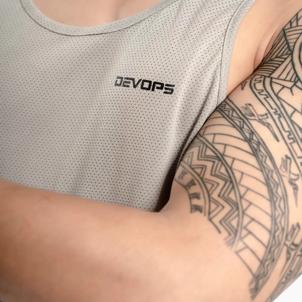 Ảnh Áo ba lỗ nam Devops form rộng vải lưới nhanh khô thoáng mặc tập gym work out yoga TSLA DEH1004 4