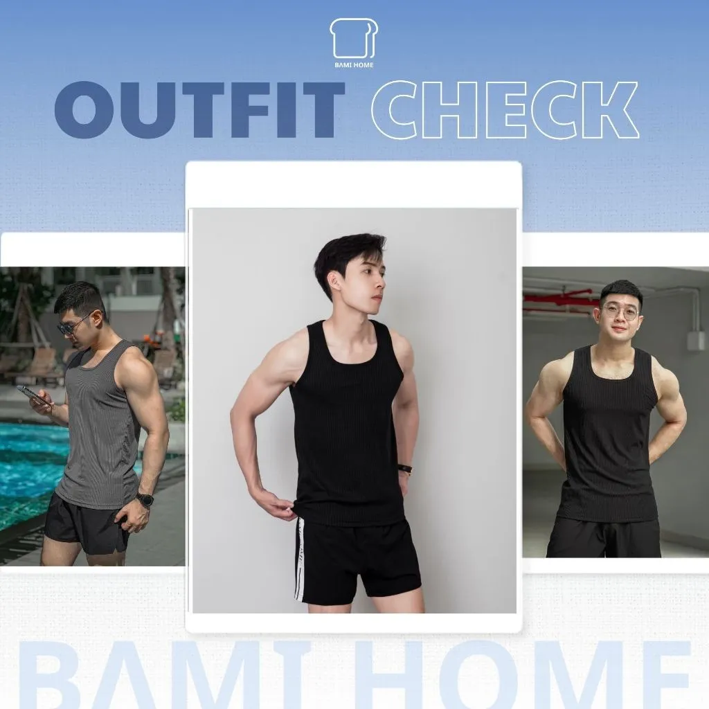 Ảnh Áo ba lỗ nam vải thun gân co giãn BAMIHOME áo tanktop nam tập gym thoáng mát sát nách ATT05 3