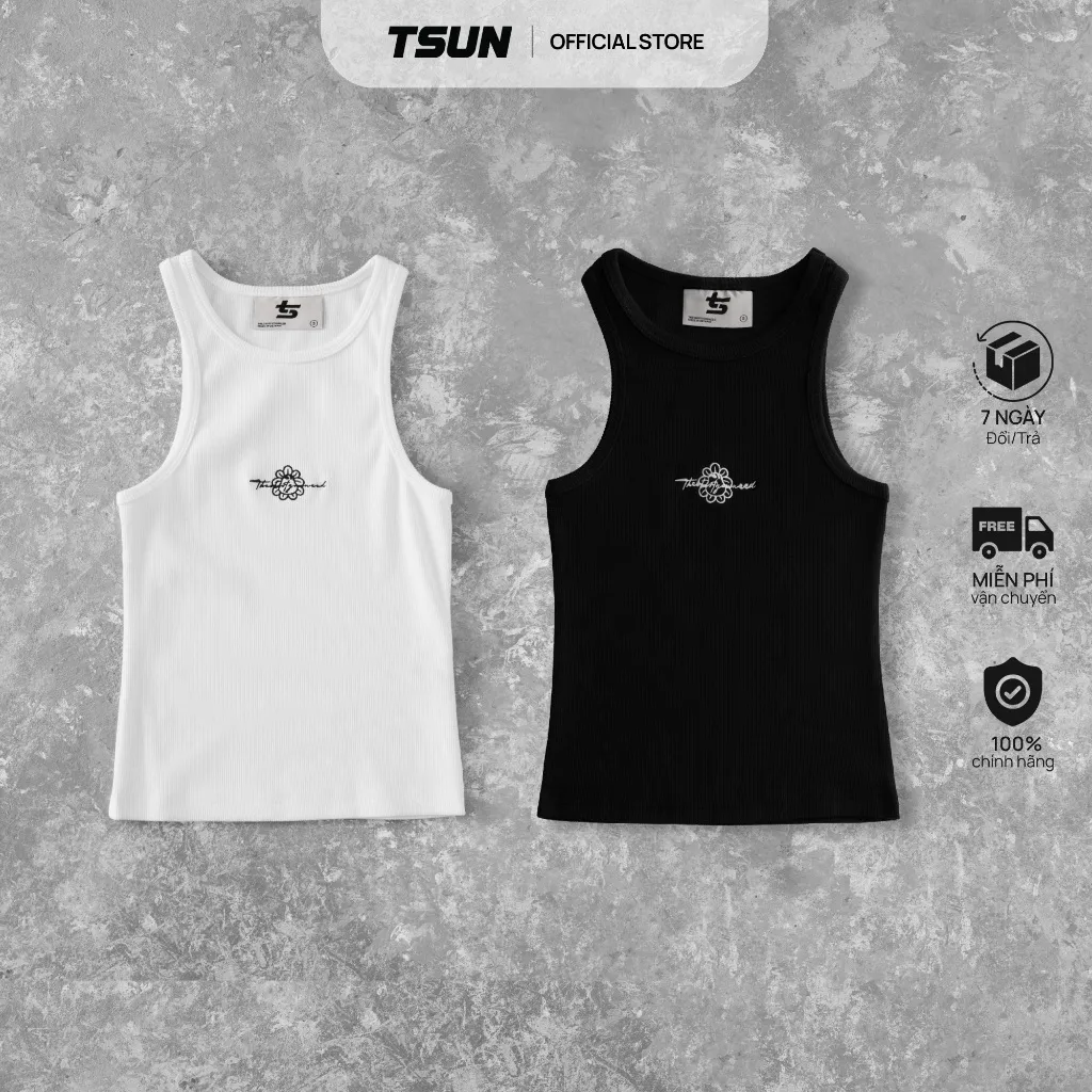 Ảnh Áo Ba Lỗ Nữ tanktop ôm body sexy Trắng và Đen - Brand TSUN Chính Hãng - Cotton thun bo gân co giản 1