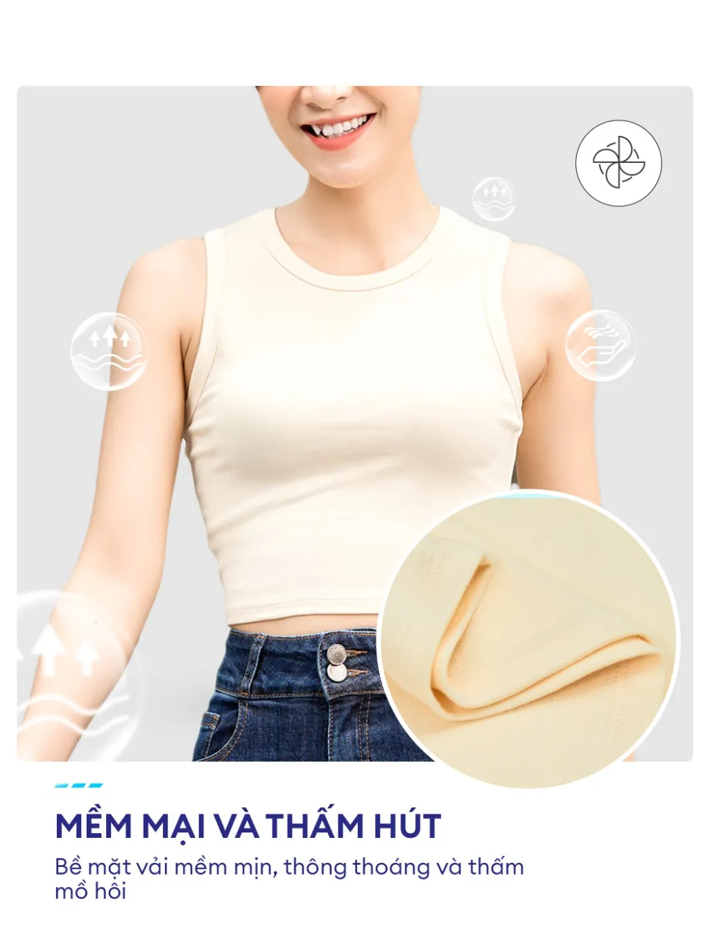 Ảnh Áo ba lỗ nữ YODY croptop hack dáng chất liệu cotton mềm mịn co giãn - BLN5048 3