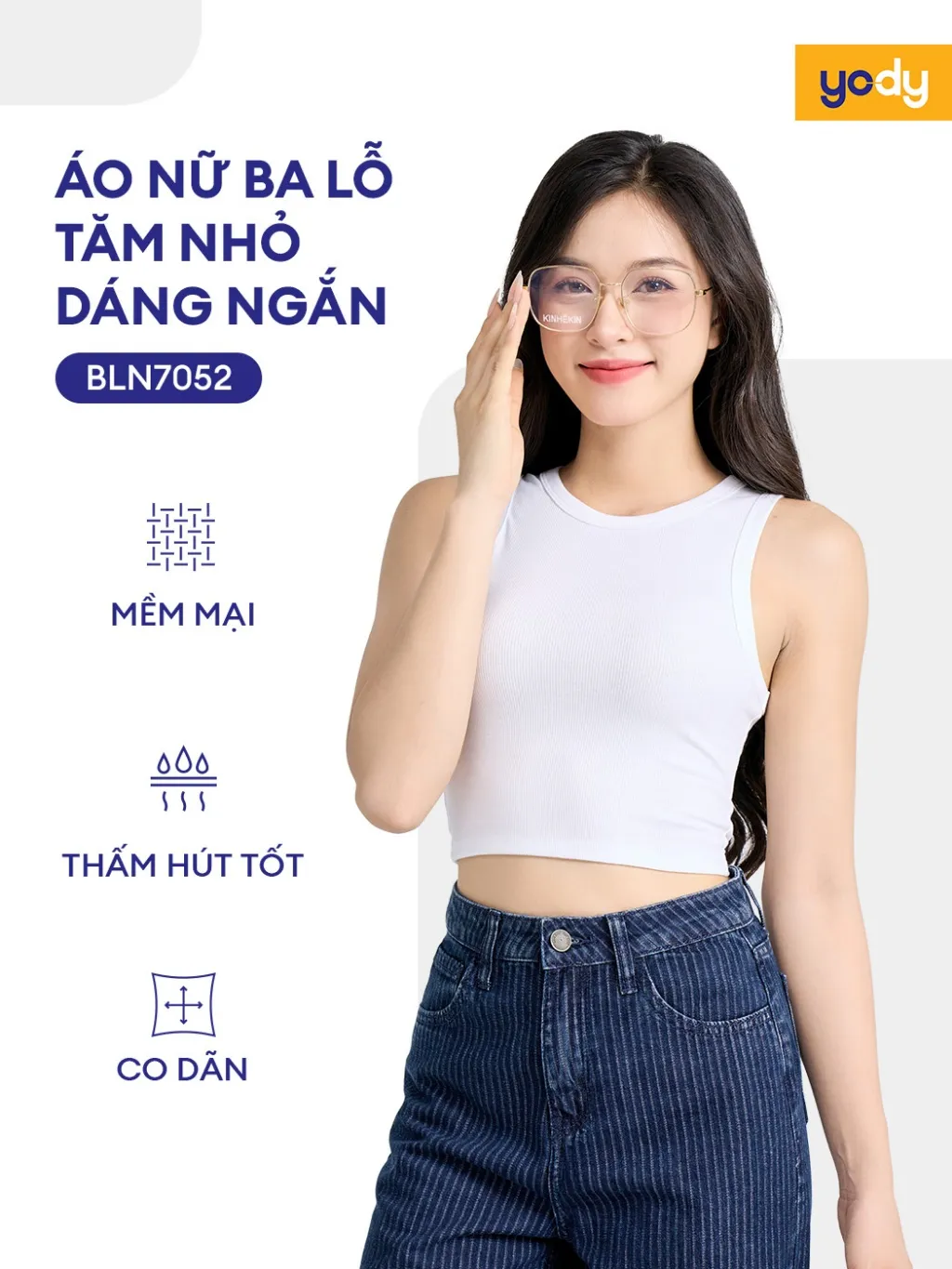Ảnh Áo ba lỗ nữ YODY dáng croptop, cá tính, năng động, thun ôm co giãn, thoải mái BLN7052 1