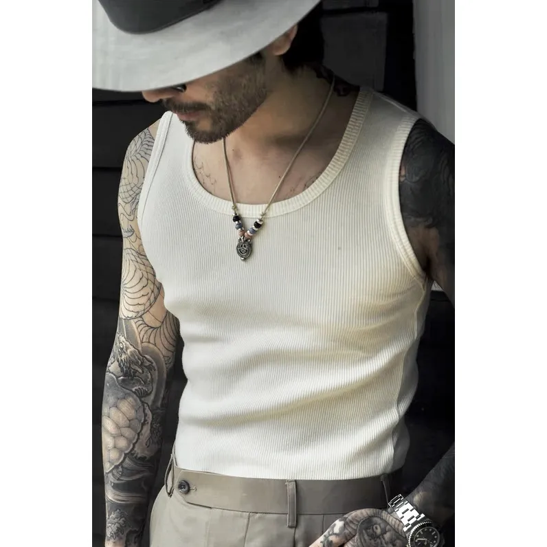 Ảnh Áo Ba Lỗ Thun Gân Tank Top Nam Nữ FOMAN Form Body Classic, Cổ Tròn Vải Cotton Tăm Gân Sợi Tự Nhiên Thoáng Mát Tôn Dáng 2