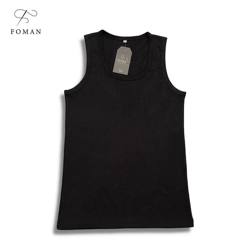 Ảnh Áo Ba Lỗ Thun Gân Tank Top Nam Nữ FOMAN Form Body Classic, Cổ Tròn Vải Cotton Tăm Gân Sợi Tự Nhiên Thoáng Mát Tôn Dáng 4