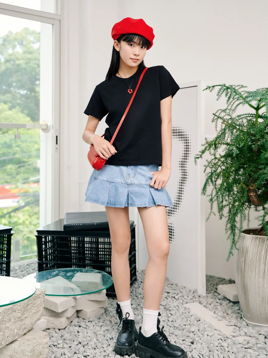 Ảnh Áo baby tee trơn basic cổ tròn nhiều màu TiQi Jeans chất cotton co giãn 2 chiều AB-01 2