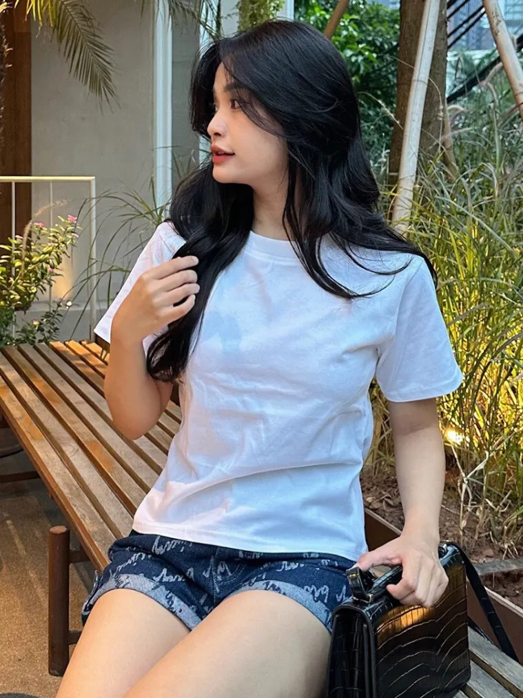 Ảnh Áo baby tee trơn basic cổ tròn nhiều màu TiQi Jeans chất cotton co giãn 2 chiều AB-01 3